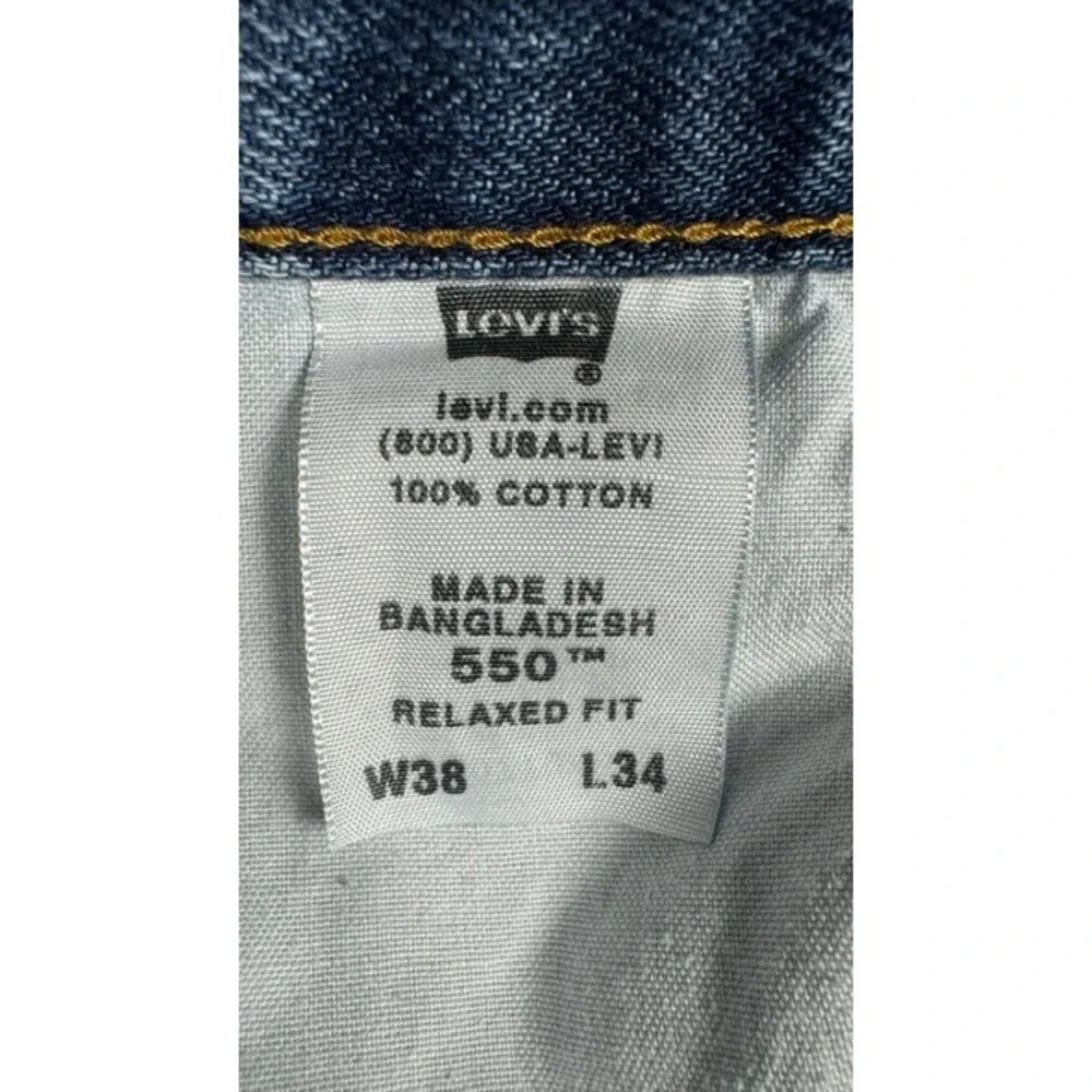 Levi's Jeans Mens 38x34 550 Relaxed Fit Tapered‎ Leg Medium Wash Blue Denim